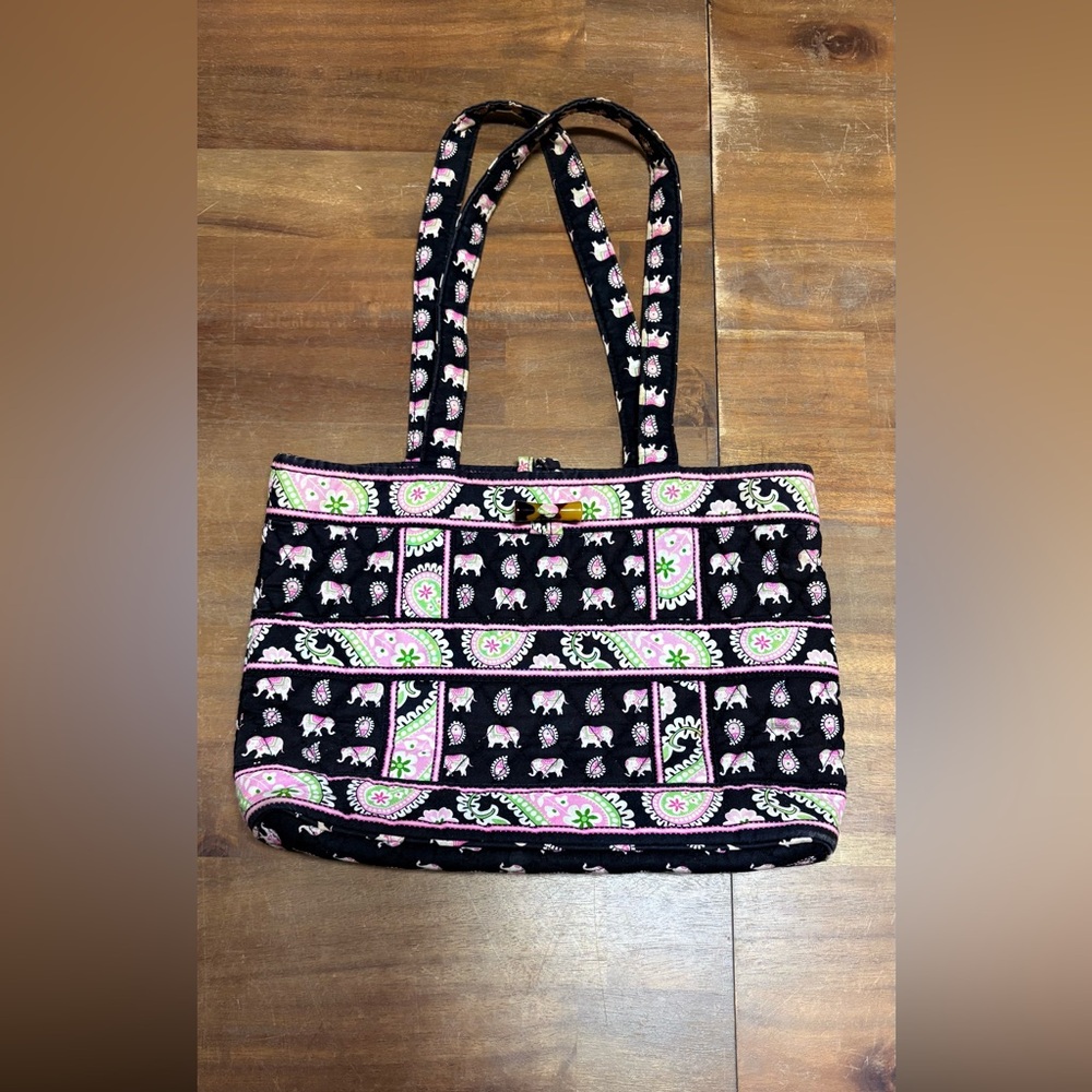 Vera Bradley Black and Pink Elephant Tote